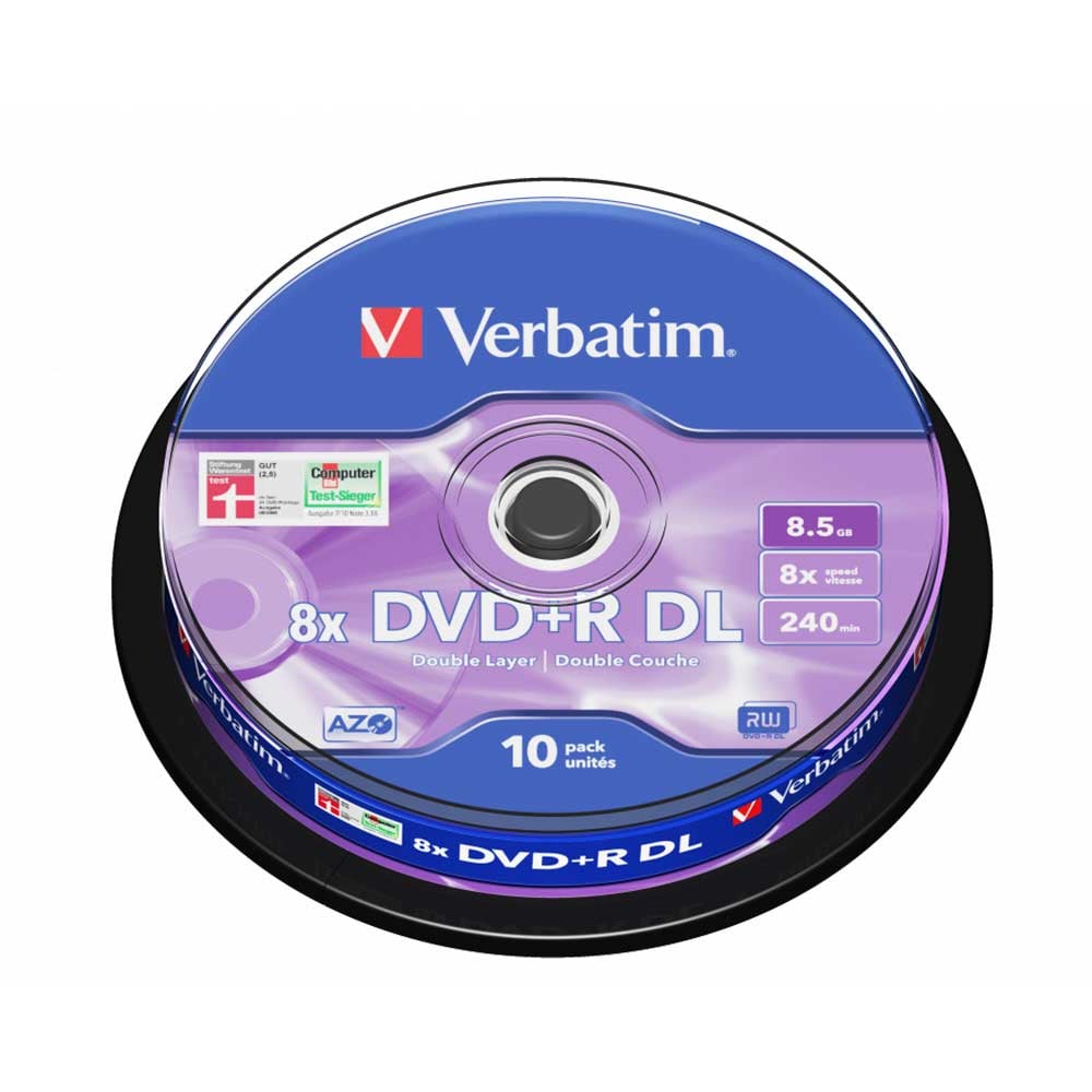 DVD+R Verbatim, 8, 5 GB, 8x, Double Layer, 10 count in spindle