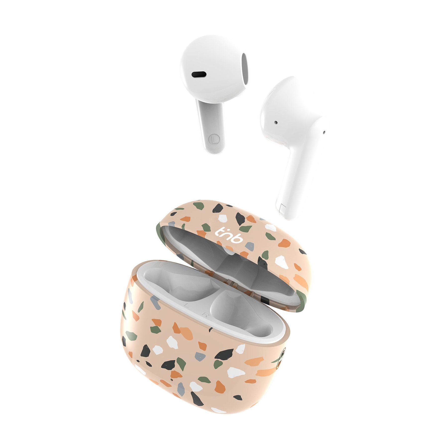 Headphones TNB Exclusive Terrazzo, wireless, with Bluetooth, with charging case, USB Type-C, 102 dB