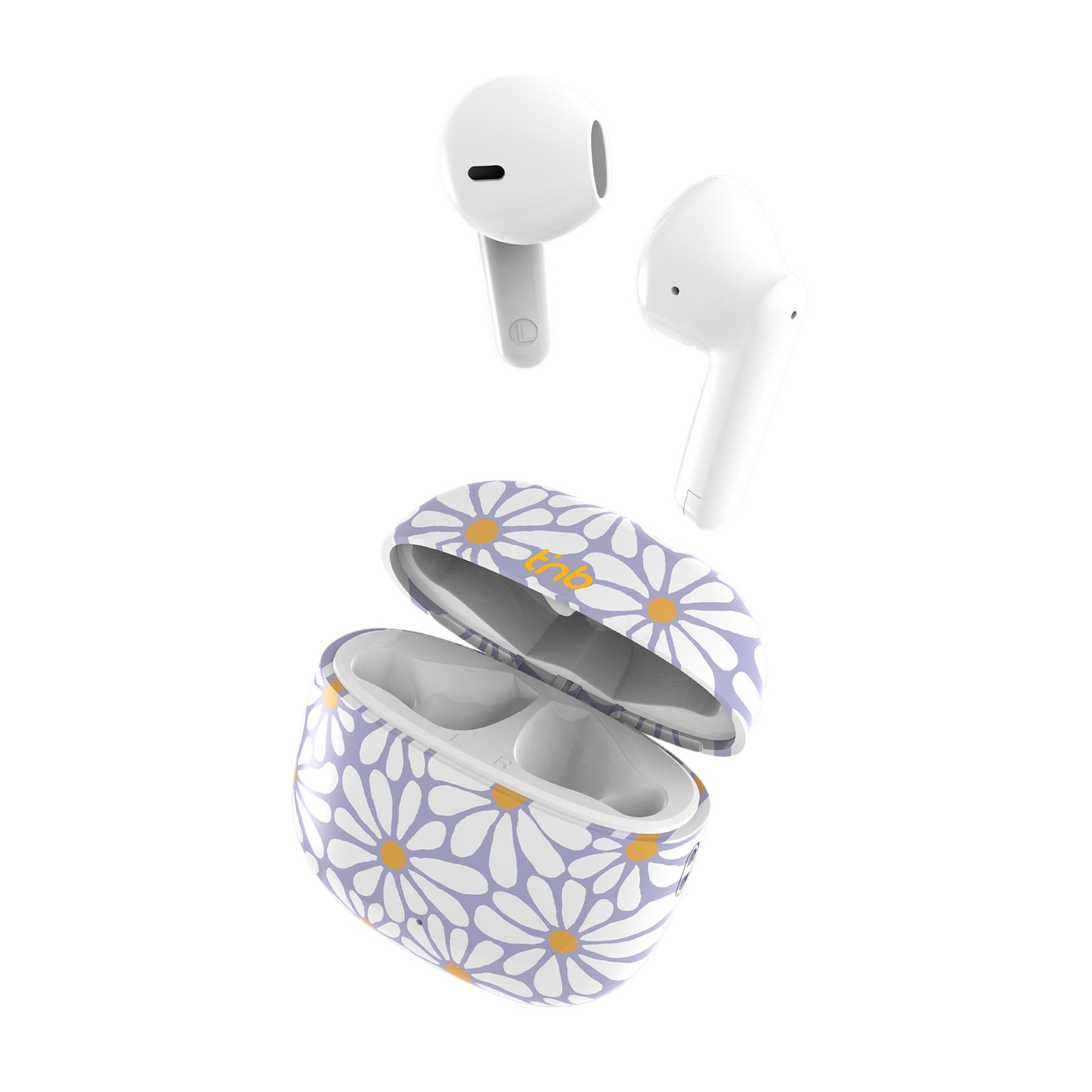 Headphones TNB Exclusive Flower, wireless, with Bluetooth, with charging case, USB Type-C, 102 dB