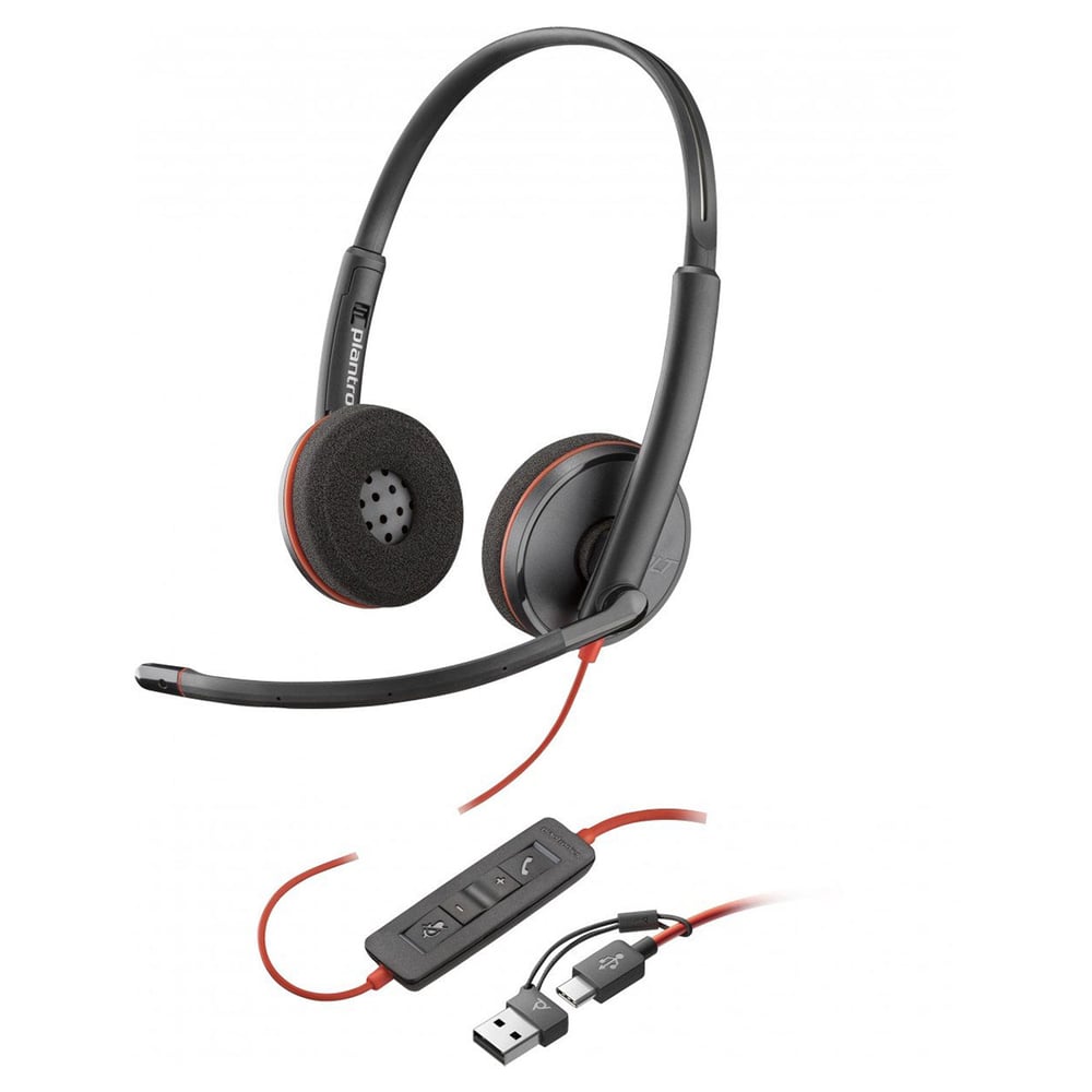 HP POLY BLACKWIRE 3220 HEADPHONE USB-C + USB-C/A AD