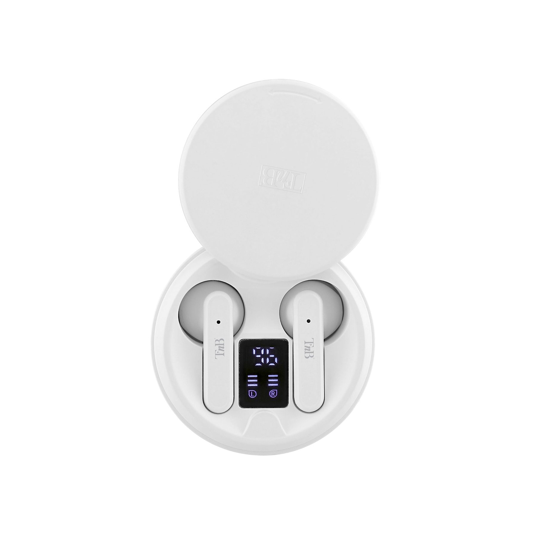 Headphones TNB Shiny 2, wireless, with Bluetooth, USB Type-C, 95 dB, white
