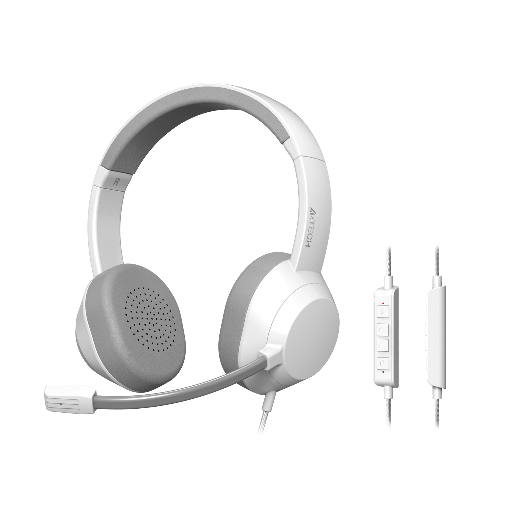 Headphones A4Tech Fstyler FH150U, USB, with cable 2 m and microphone, 98 dB, white