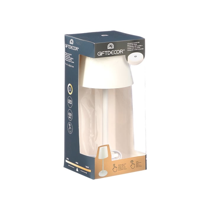Настолна лампа Giftdecor, LED, метална, USB, бяла