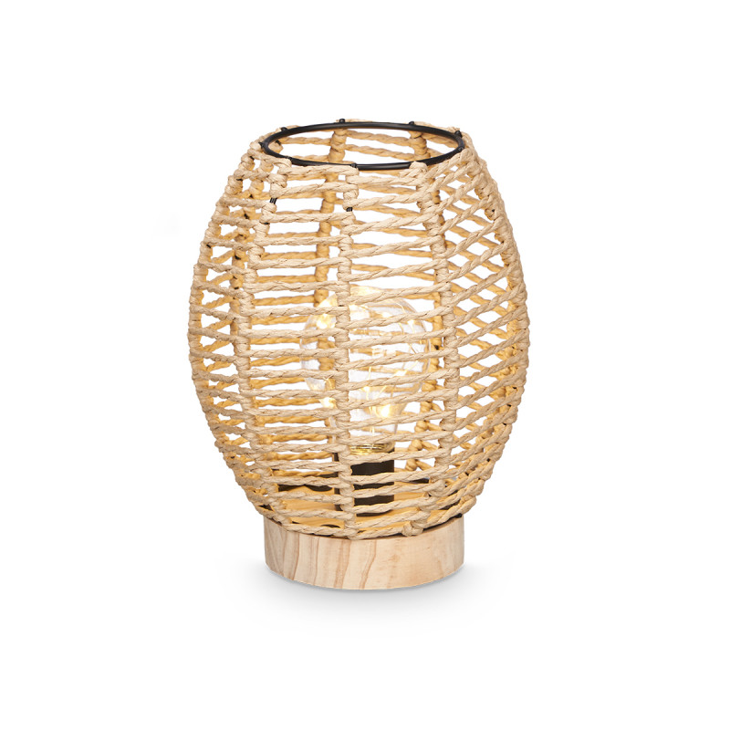 Desk lamp Giftdecor, oval, with wooden base and rope