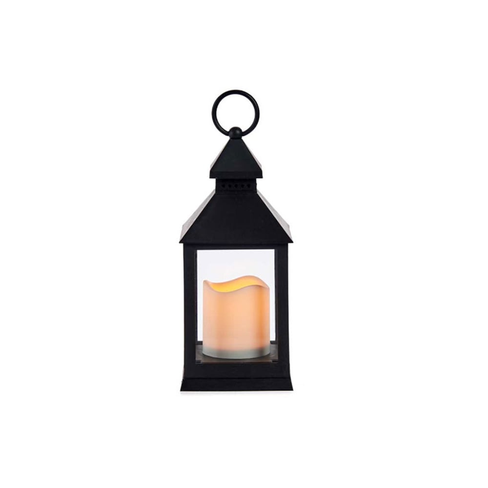 Фенер Giftdecor, малък, пластмасов, LED, черен