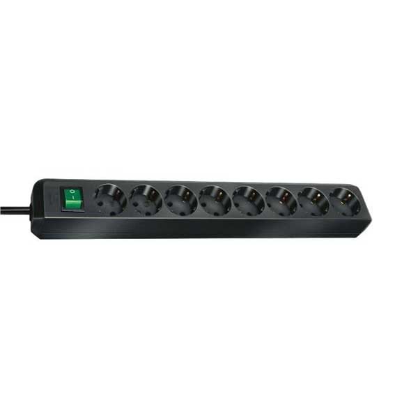 Power strip Brennenstuhl Eco-Line, 8 sockets, 3 m cable, black