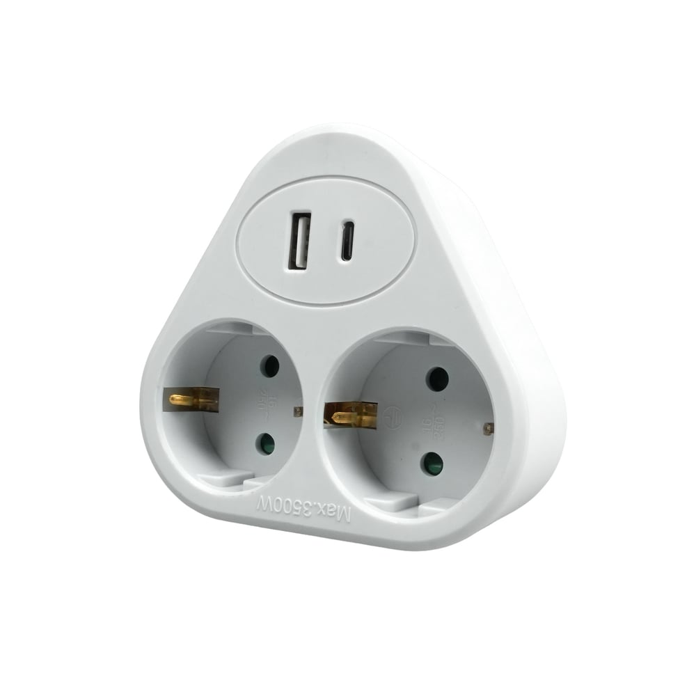 OFFICE 1 SWITCH 2-POLE SHUKO C USB-A AND USB-C