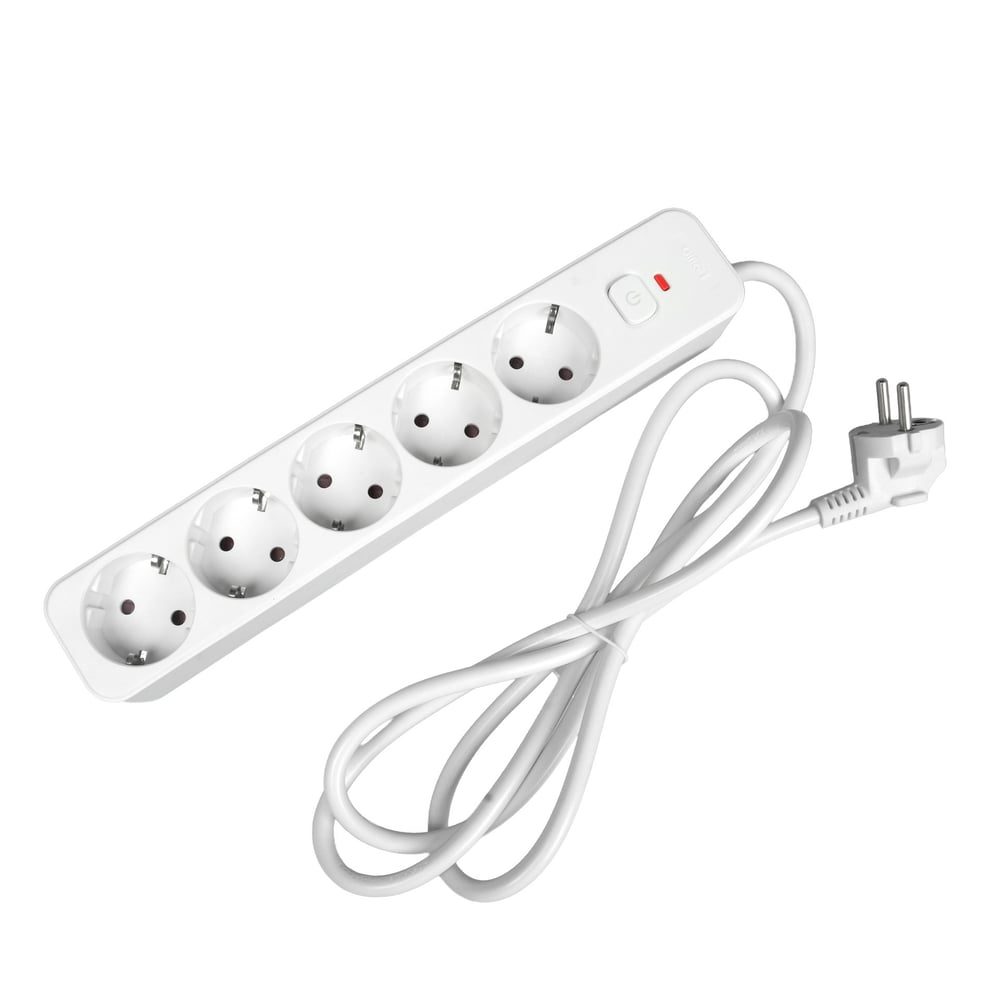 OFFICE 1 SWITCH 5-POLE SCHUKO 1.8M CABLE+SWITCH WHITE