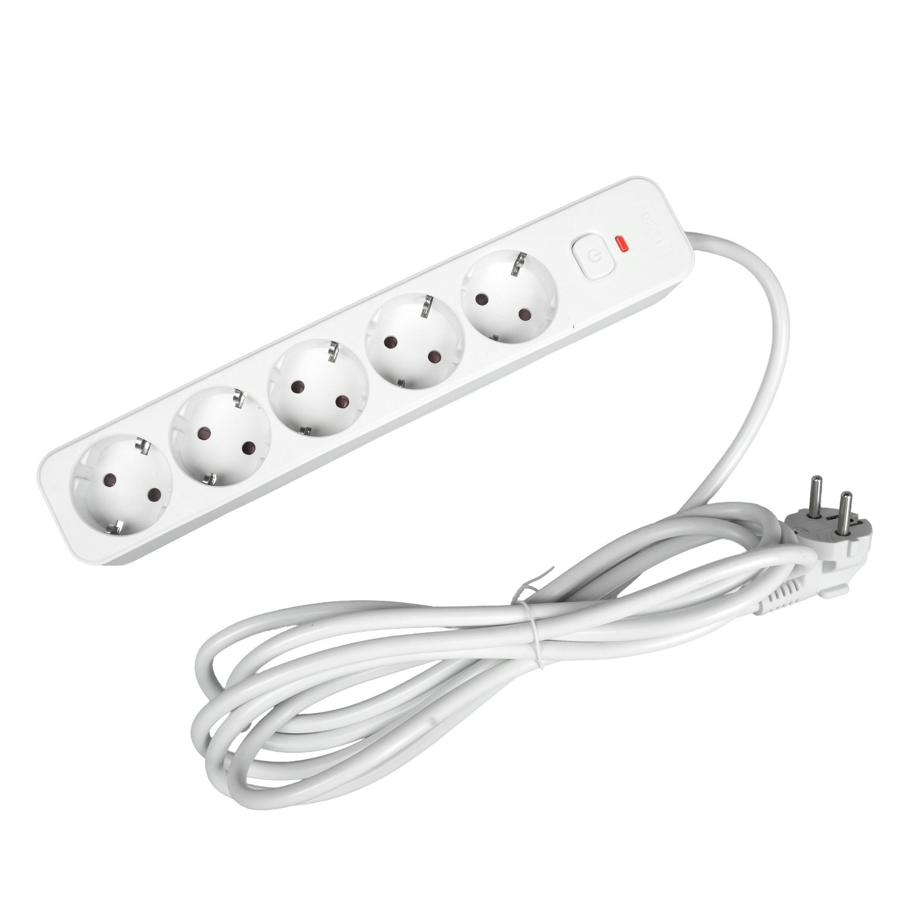 Power strip Office 1, Schuko, 5 sockets, 3 m cable, with switch, white