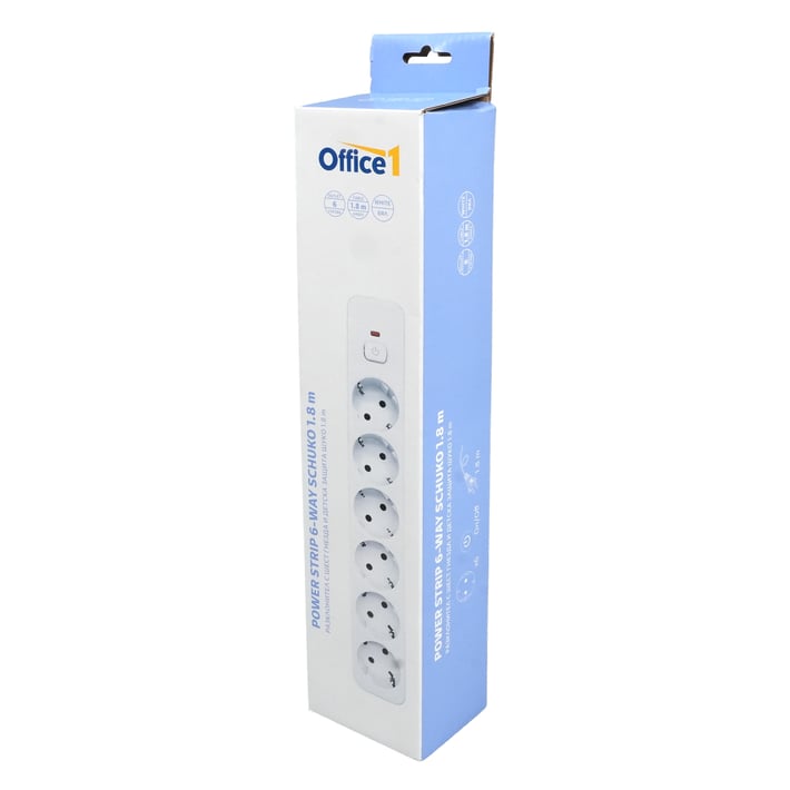OFFICE 1 SWITCH 6-POLE SHUKO 1.8M CABLE+SWITCH WHITE