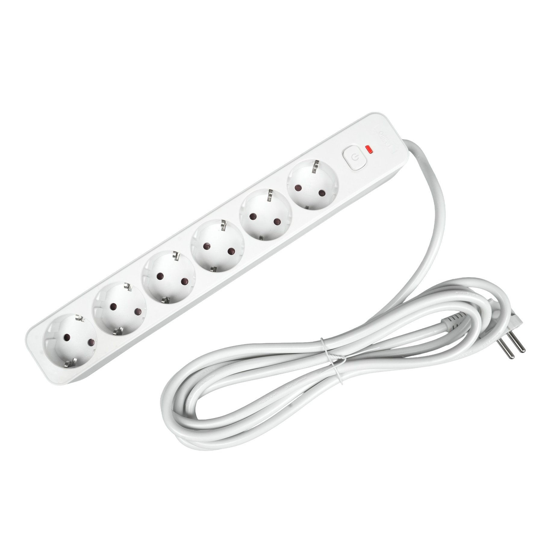 Power strip Office 1, Schuko, 6 sockets, 3 m cable, with switch, white