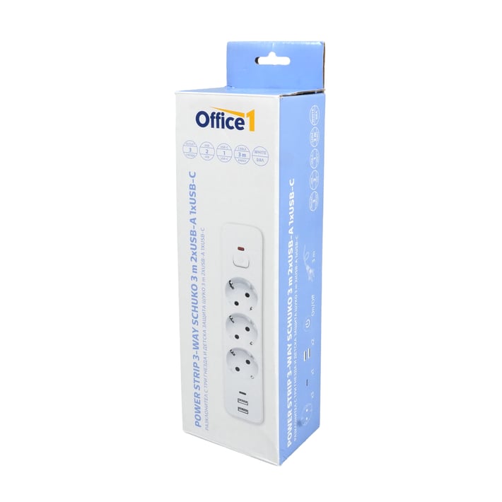 OFFICE1 POWER SUPPLY 3-POWER SHUKO 3M 2XUSB-A 1XUSB-C