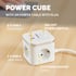Разклонител Fellowes Ampra Power Cube, шуко, 3 гнезда, 1 USB Type-A, 2 USB Type-C, бял