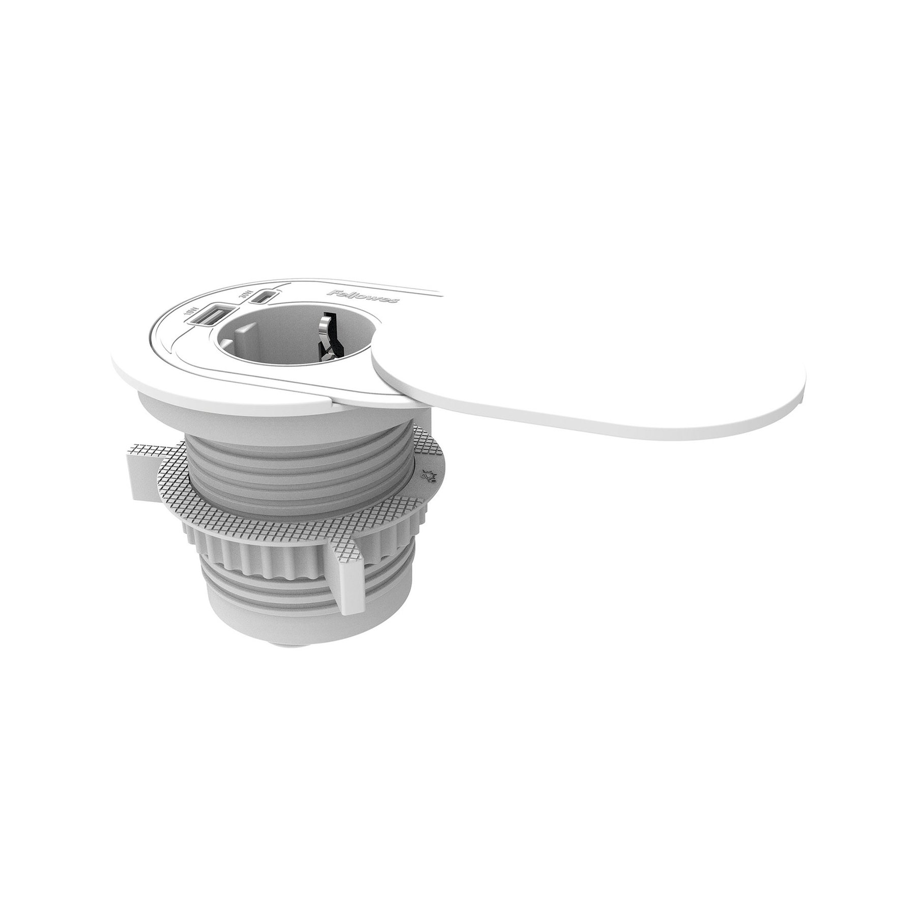 Fellowes Ampra Power Spot Power Strip, Schuko, 1 Outlet, 1 USB Type-A, 1 USB Type-C, White