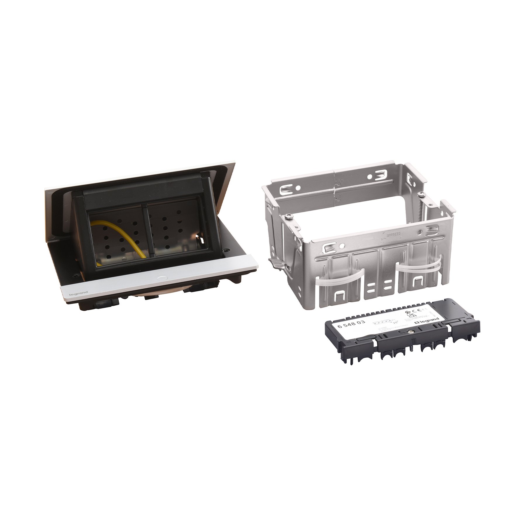 Furniture box Legrand Incara Pop-up, with 4 modules, color aluminum