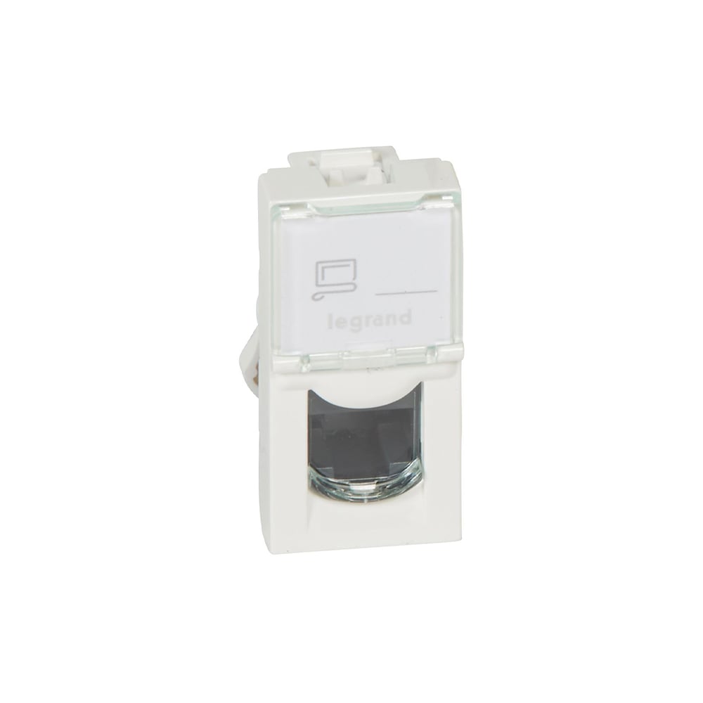 Socket Legrand Mosaic, RJ45, FTP Cat 6, with 1 module, white