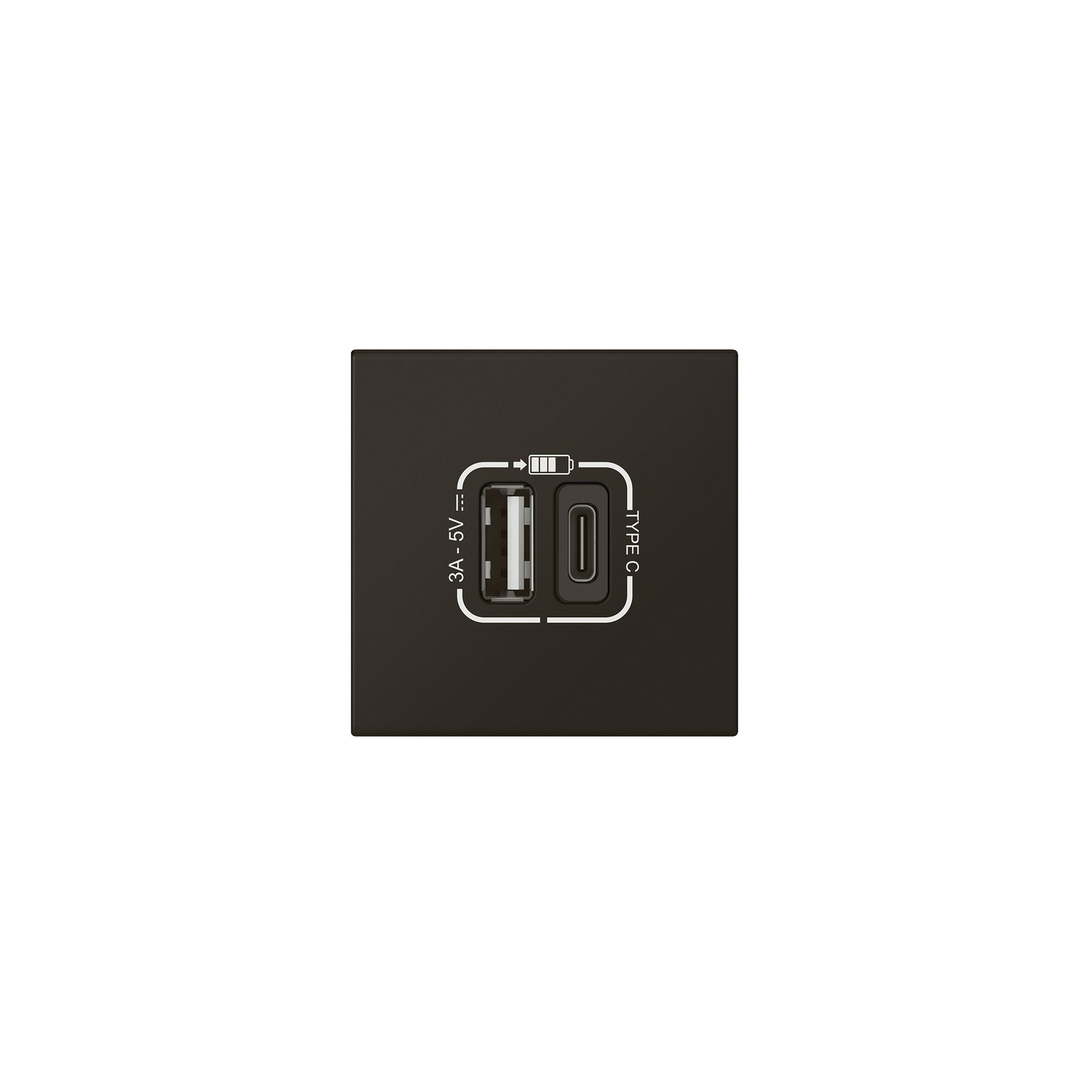 Socket Legrand Mosaic, USB Type-A+C, with 2 modules, black