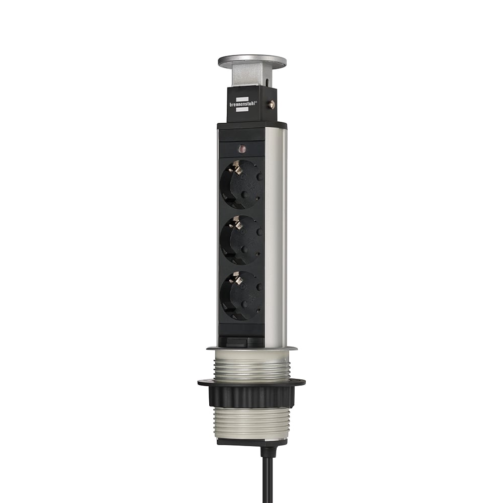 Power strip for installation Brennenstuhl, 3 sockets, black