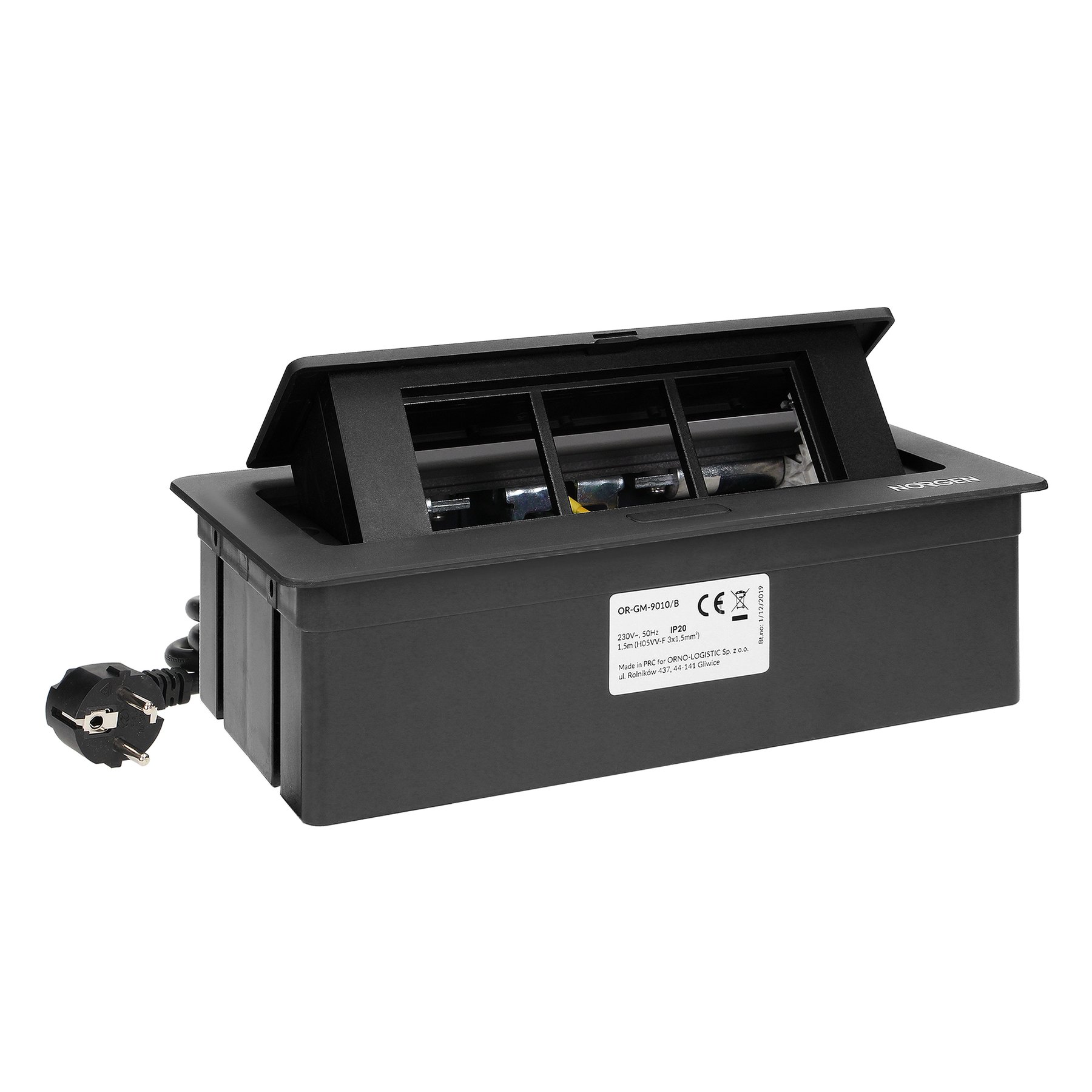 Furniture box Orno, for installation, 3xM45, black