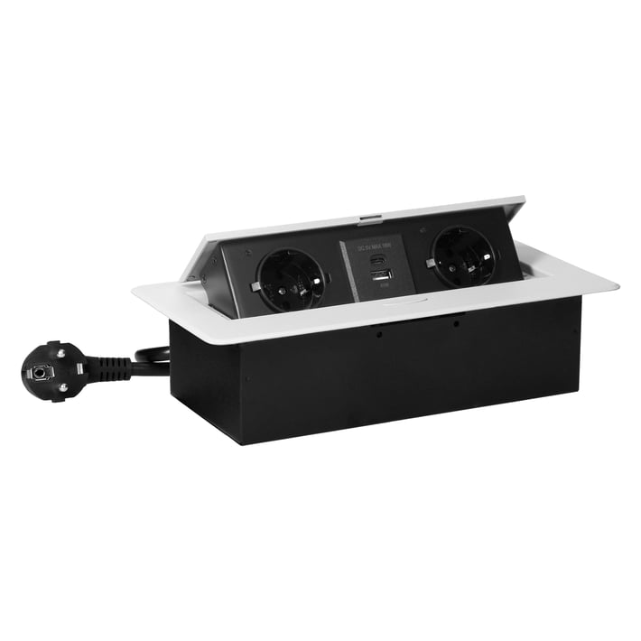 Мебелна кутия Orno, за вграждане, 2хP+E, USB Type-A+C, бяла