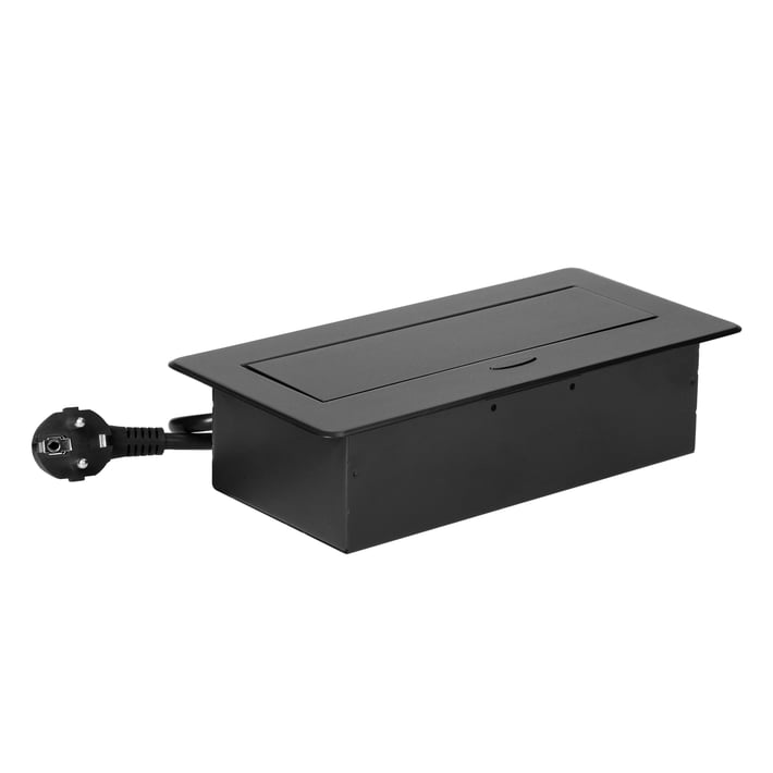 Furniture box Orno, for installation, 2xP+E, USB Type-A+C, black