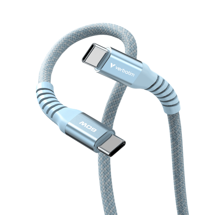 Кабел Verbatim Sync & Charge, магнитен, USB Type-C към USB Type-C, 60 W, 120 cm, син