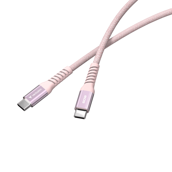 Кабел Verbatim Sync & Charge, магнитен, USB Type-C към USB Type-C, 60 W, 120 cm, розов