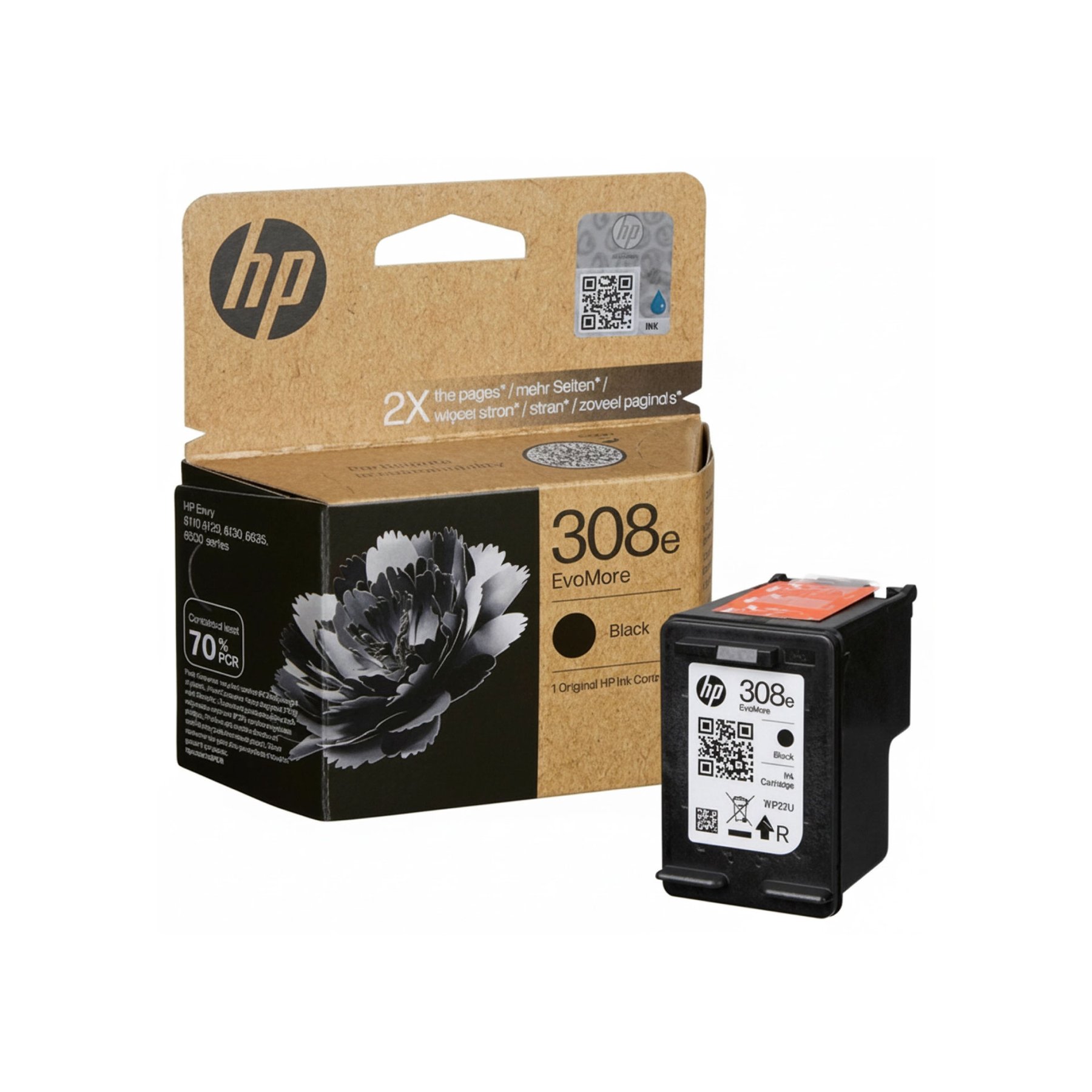 Original cartridge HP 7FP22UE Evomore, No308E, 320 pages/5%, Black