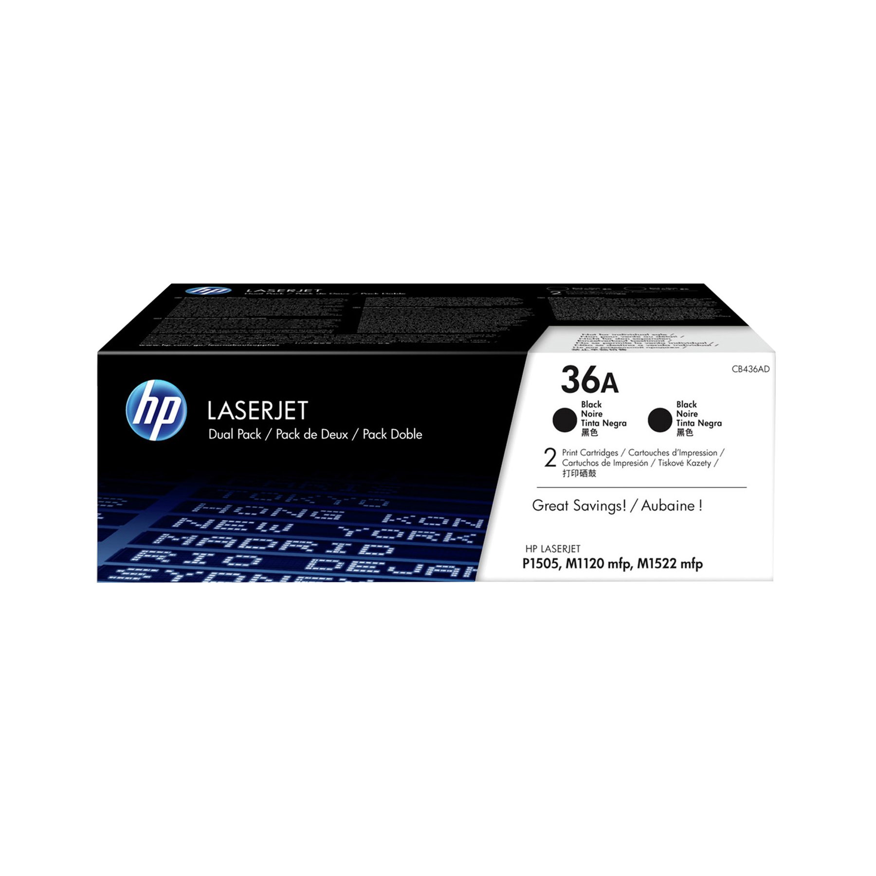 HP Toner CB436AD, 2000 pages/5%, Black, 2 pieces
