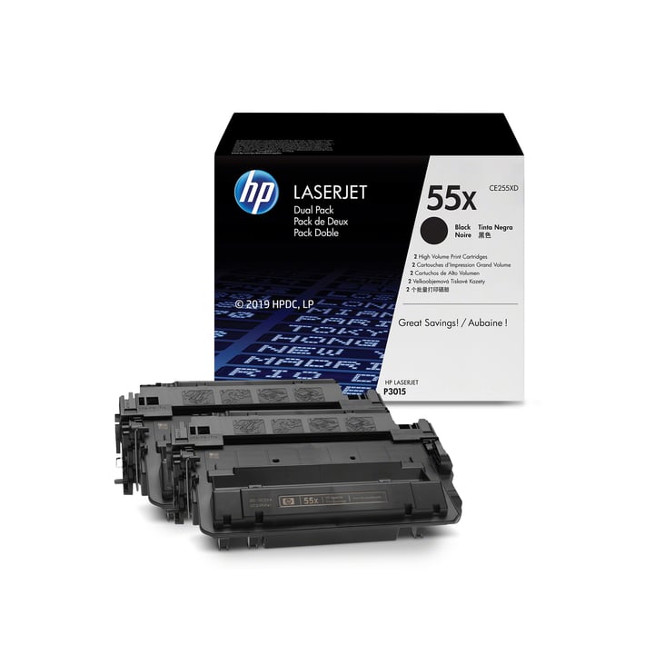 HP Toner CE255XD, LJ 3000, 12,500 pages/5%, Black, 2 pcs