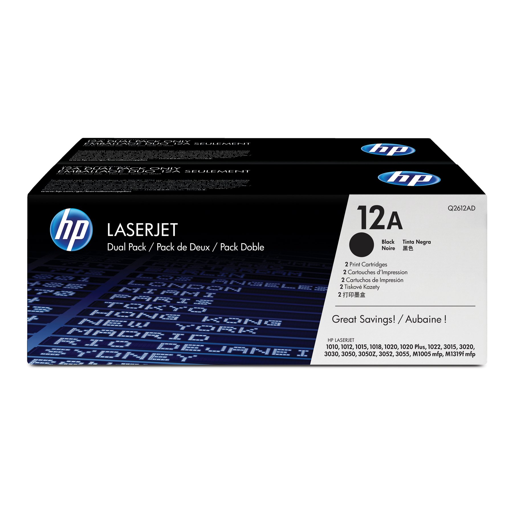 HP Toner Q2612AD, 2000 pages/5%, Black, 2 pieces