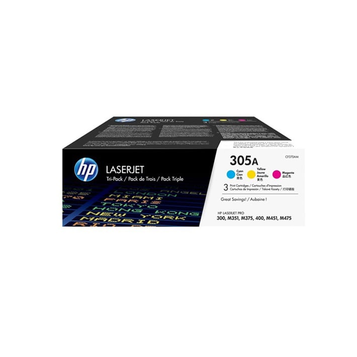 Оригинална тонер касета HP CF370AM, 305А, 2600 страници/5%, Cyan, Magenta, Yellow, 3 броя