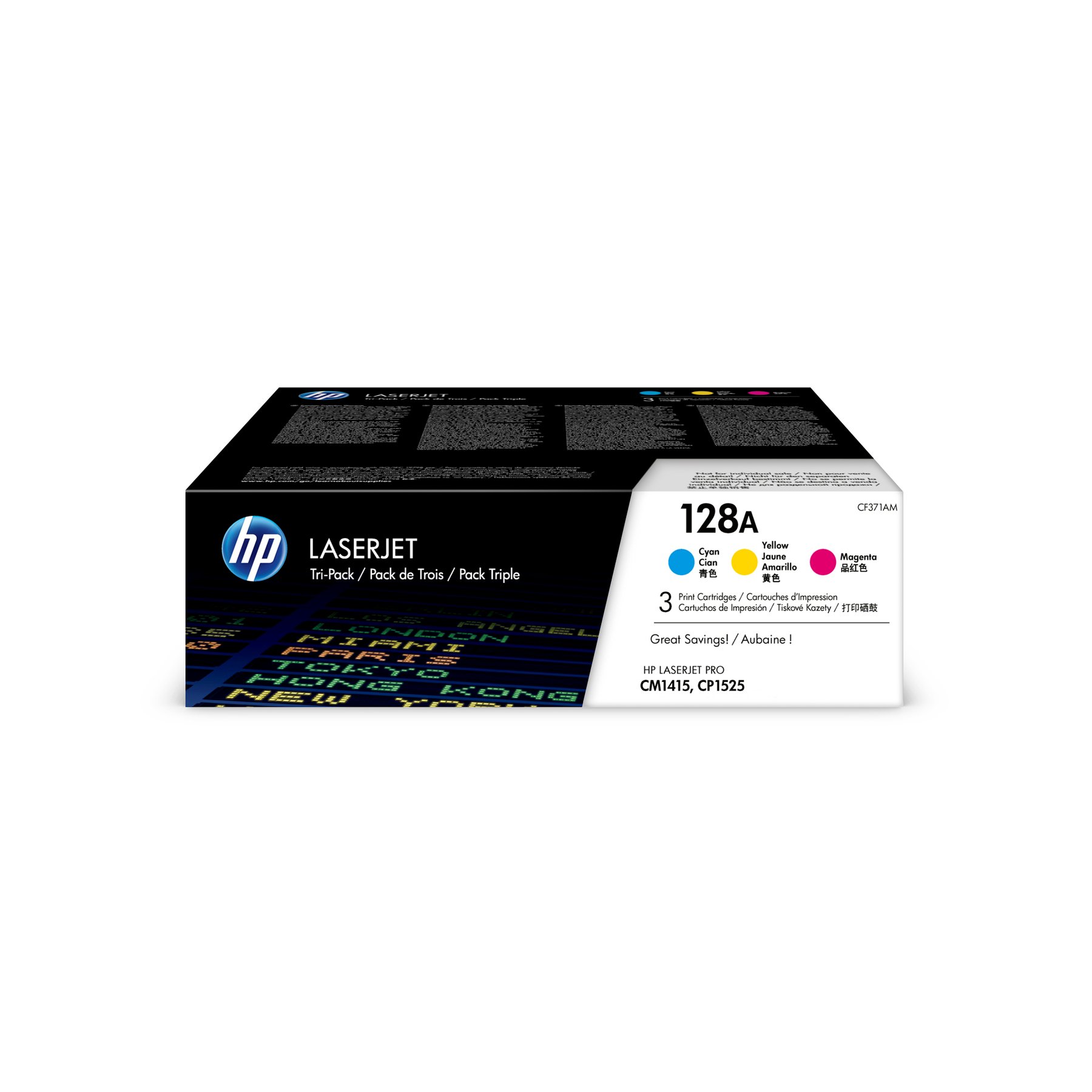 HP Toner CF371AM, 128A, 3 x 1300 pages/5%, Cyan, Yellow, Magenta