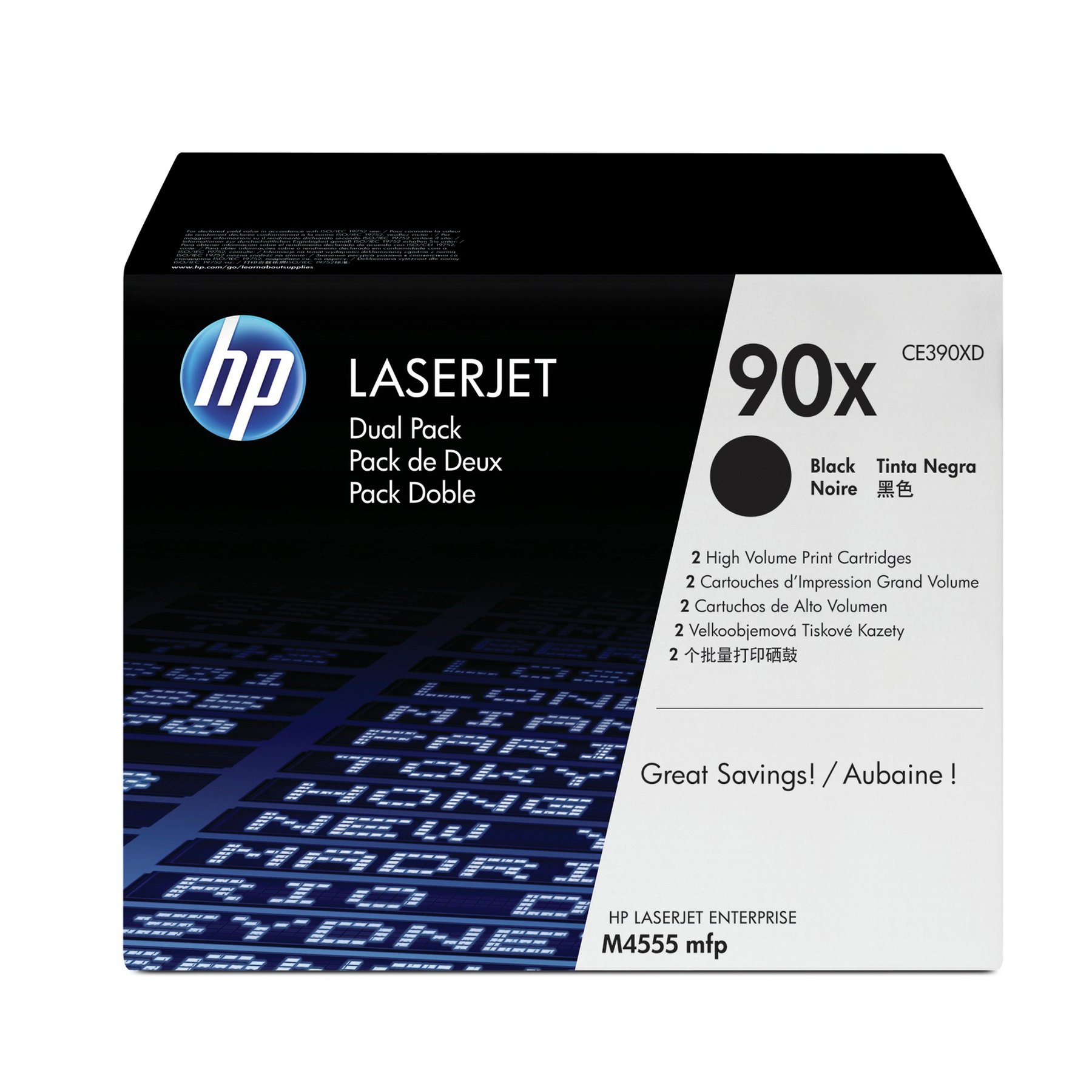 HP Toner CE390XD, LJM4555, 24,000 pages/5%, Black, 2 pcs