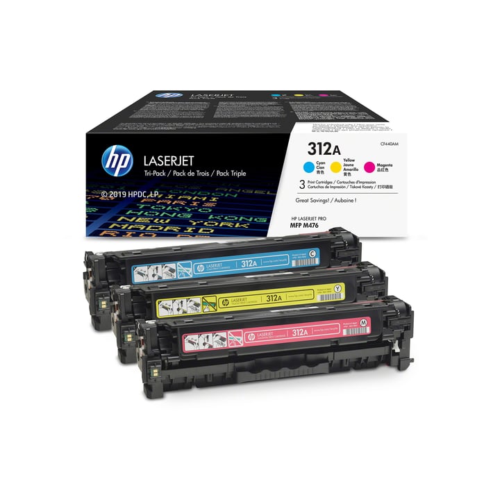 Оригинална тонер касета HP 3-pack CF440AM, 312A, 2700 страници/5%, Cyan, Yellow, Magenta
