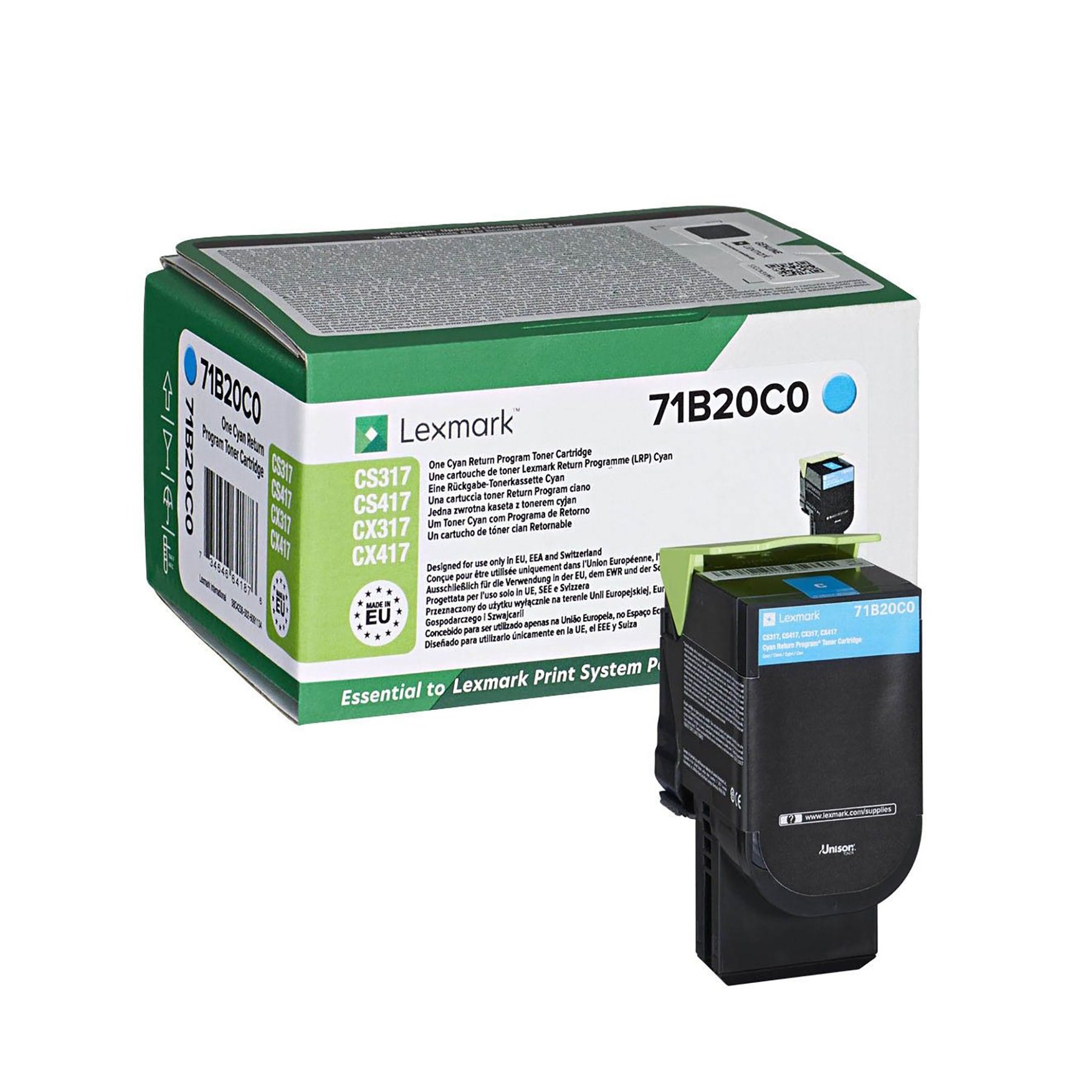 Lexmark Toner 71B20C0, 2300 pages, Cyan