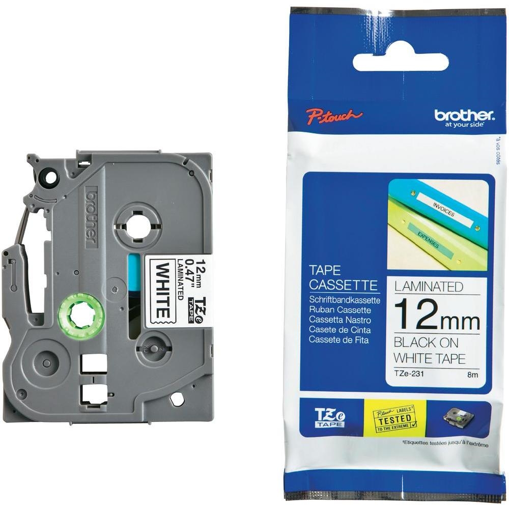 Brother Tape TZЕ231, black print on white tape, 12 mm