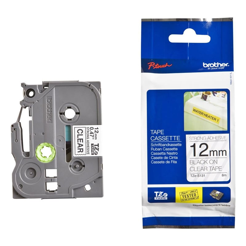 Brother Tape TZES131, for black print on transparent tape, 12 mm