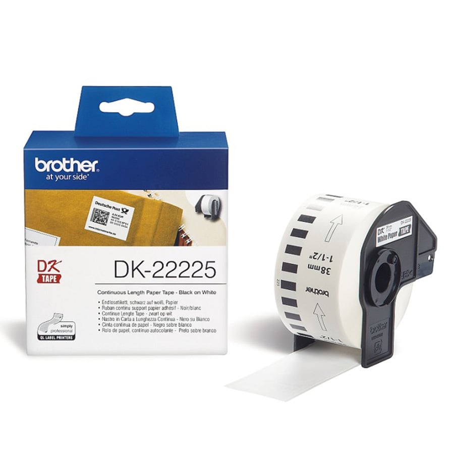 Brother Label roll DK-22225, black on white, 38 mm x 30.48 m
