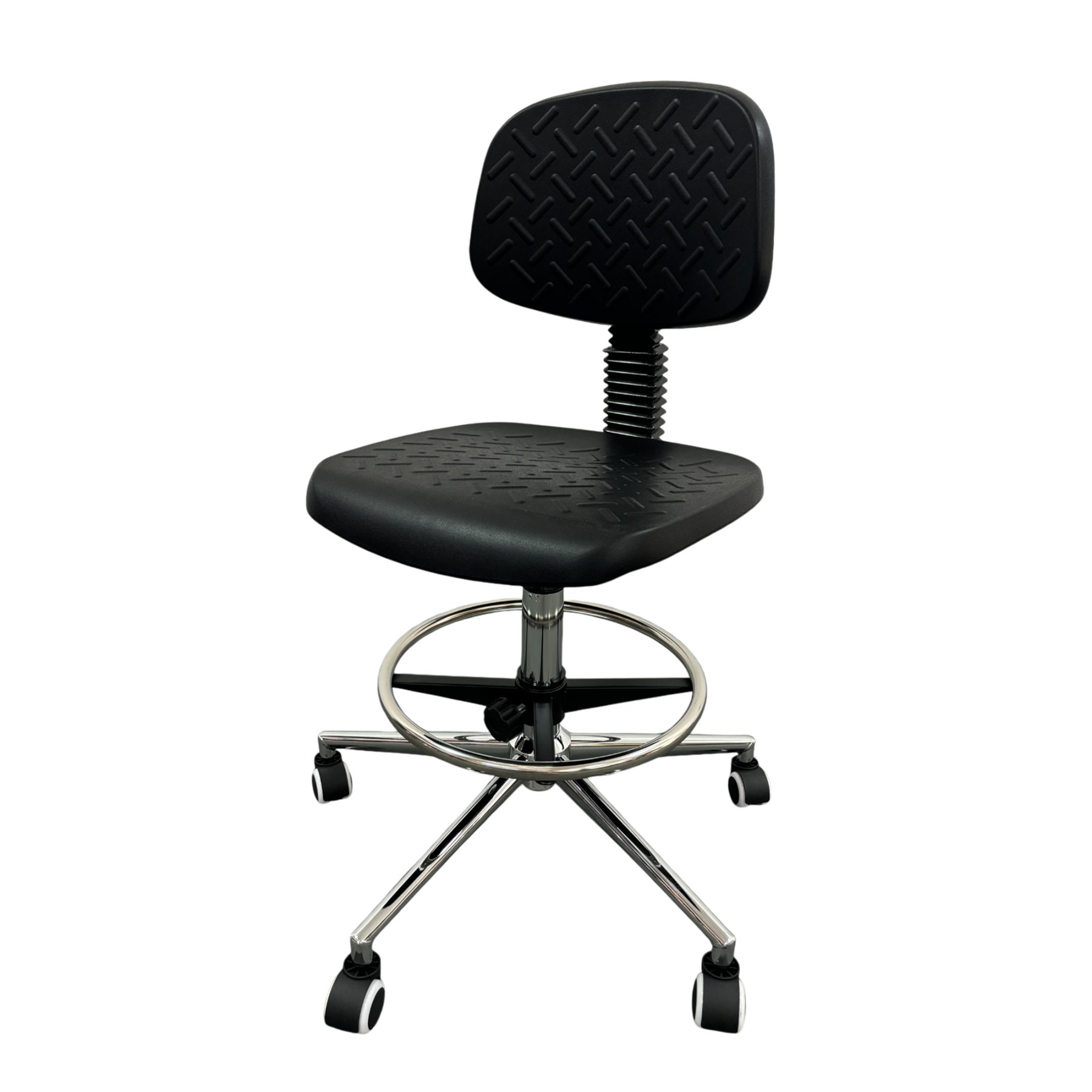RFG Work chair Remo Ring Chrome, high, black, suitable for professional use in laboratories, healthcare, services and production