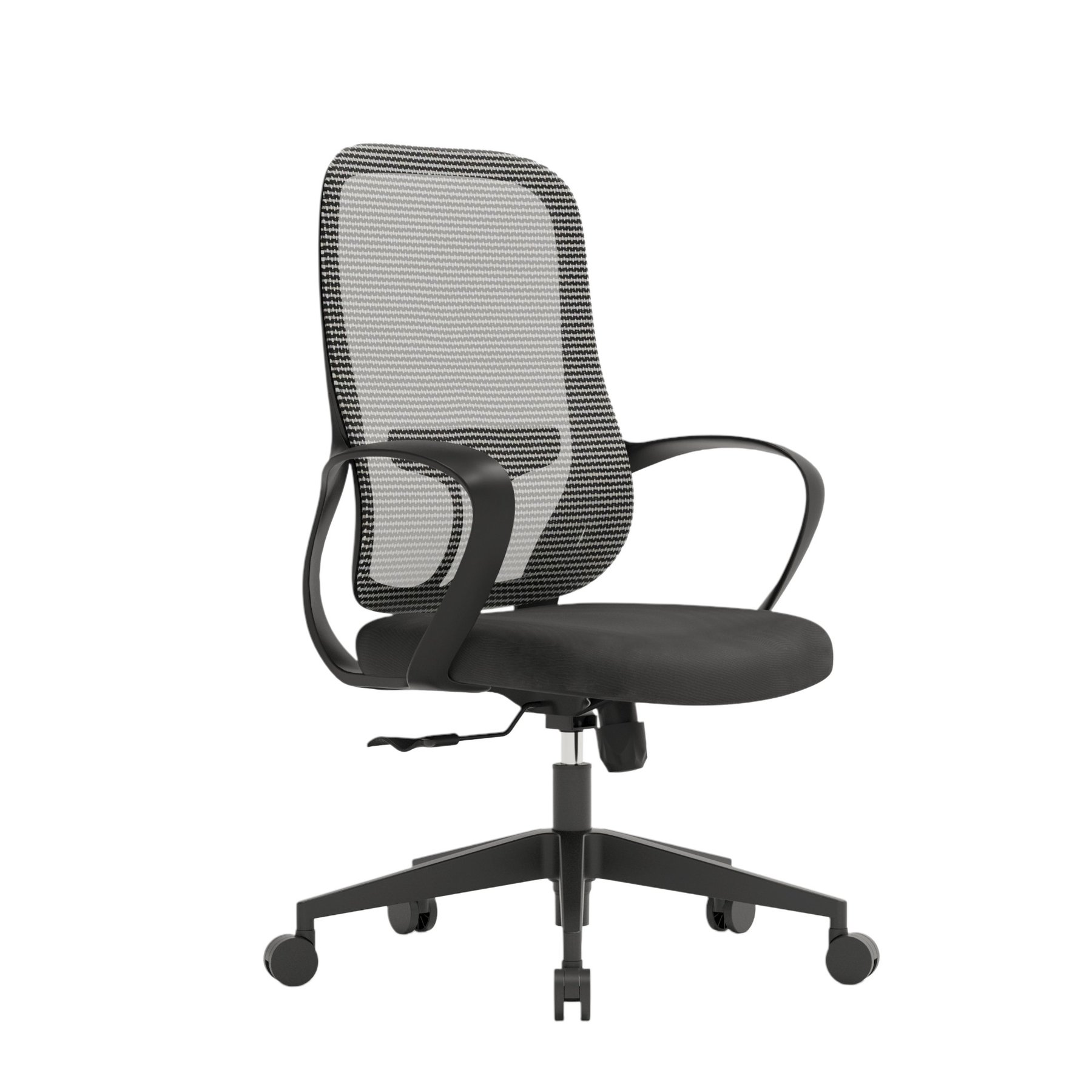 Task chair RFG Mojito W, fabric and mesh, polyamide base, up to 120 kg, grey backrest, black seat