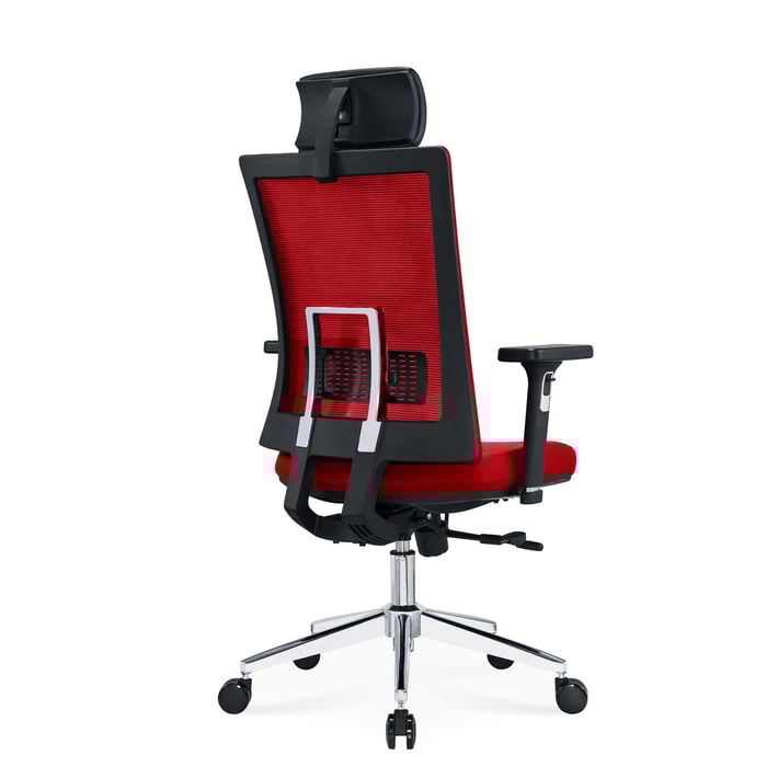 Ергономичен стол RFG Luxe Chrome HB, дамаска и меш, Multi-function механизъм, до 120 kg, червен