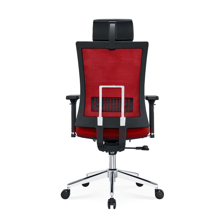 Ергономичен стол RFG Luxe Chrome HB, дамаска и меш, Multi-function механизъм, до 120 kg, червен