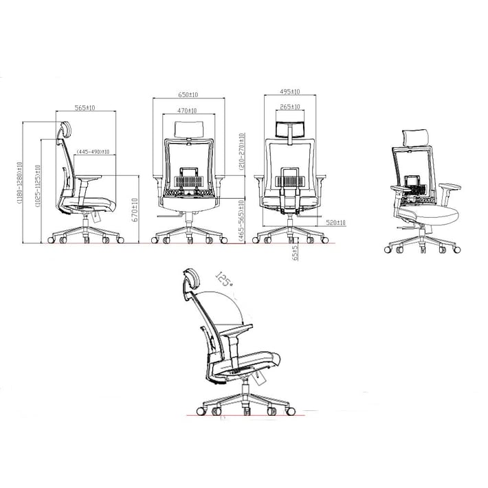 Ергономичен стол RFG Luxe Chrome HB, дамаска и меш, Multi-function механизъм, до 120 kg, син
