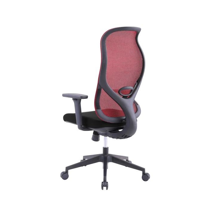 Ергономичен стол RFG STAR HB, дамаска и меш, Synchronous механизъм, до 150 kg, черна седалка, червена облегалка