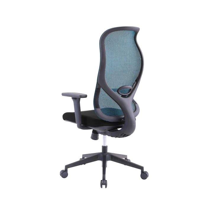 Ергономичен стол RFG STAR HB, дамаска и меш, Synchronous механизъм, до 150 kg, черна седалка, синя облегалка