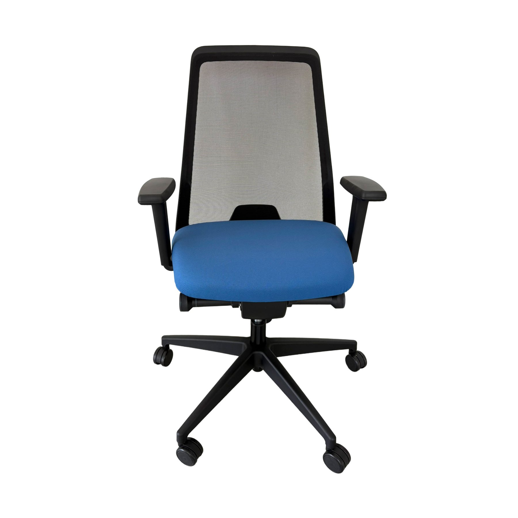 Ergonomic Office Chair Interstuhl Every 142E, fabric and mesh, Synchronous mechanism, polyamide base, pastel blue, assembled sample
