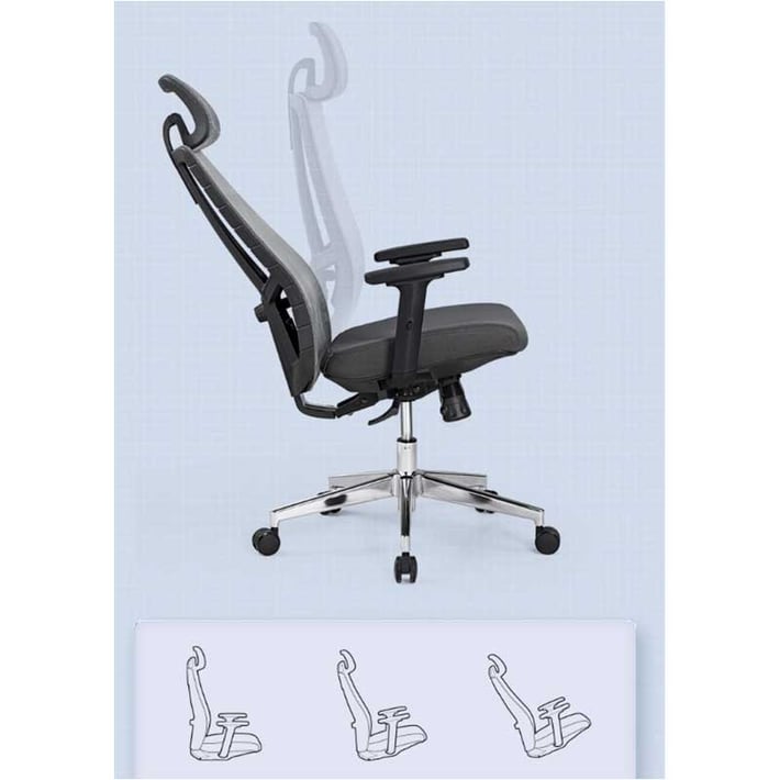 Ергономичен стол RFG Artur HB, дамаска и меш, до 150 kg, черна седалка, черна облегалка