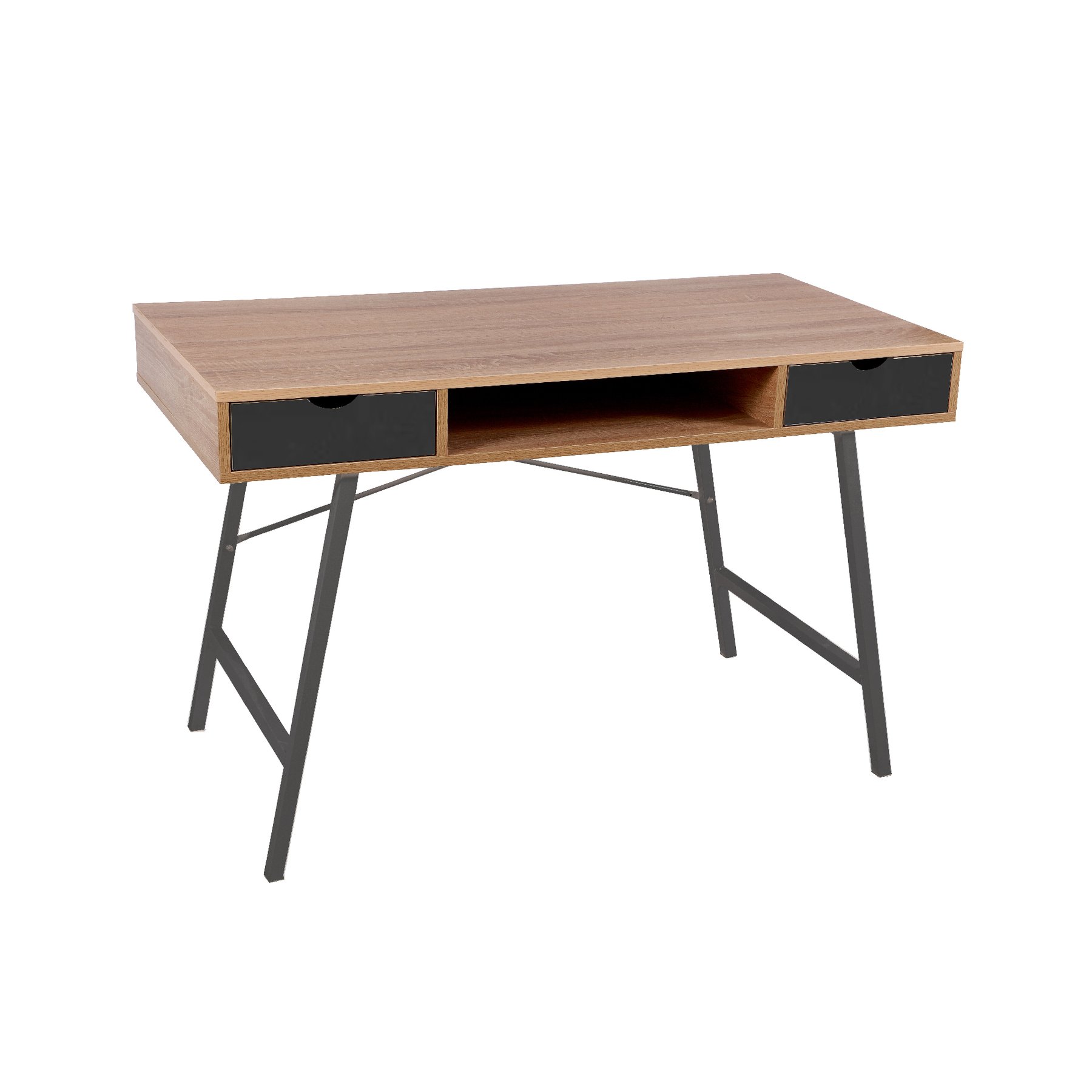RFG Work Desk Shape A, 120 x 48 x 76 cm, oak melamine, black metal