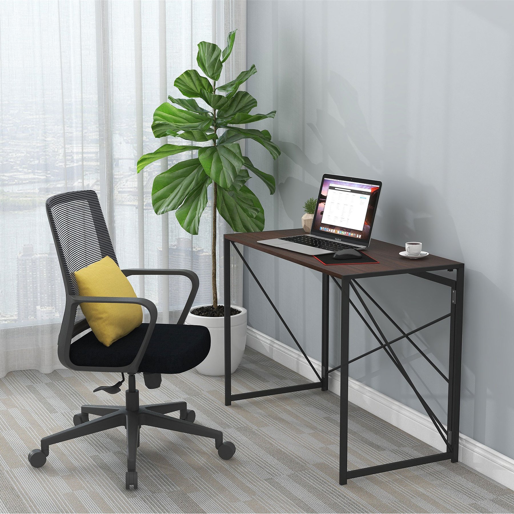 RFG Desk Soho, for grades above VIII, MDF, 1000 x 500 x 750 mm, dark walnut top, black metal